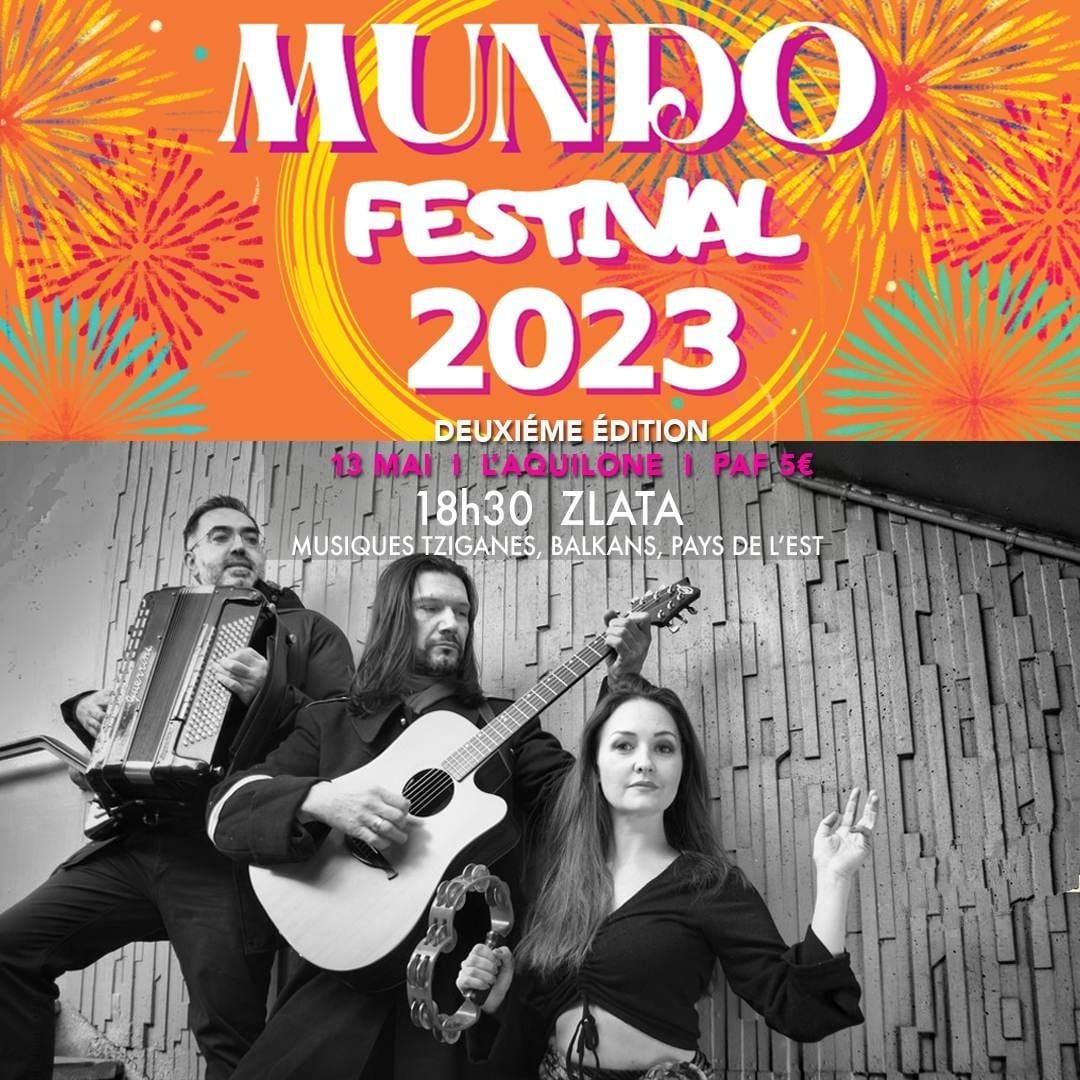 Affiche. Liège. Mundo festival 2023. Deuxième édition. Musiques tziganes, Balkans, pays de l|Est. 2023-05-13